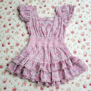 Loveshackfancy Stanton dress rose floral cotton ruffle mini M